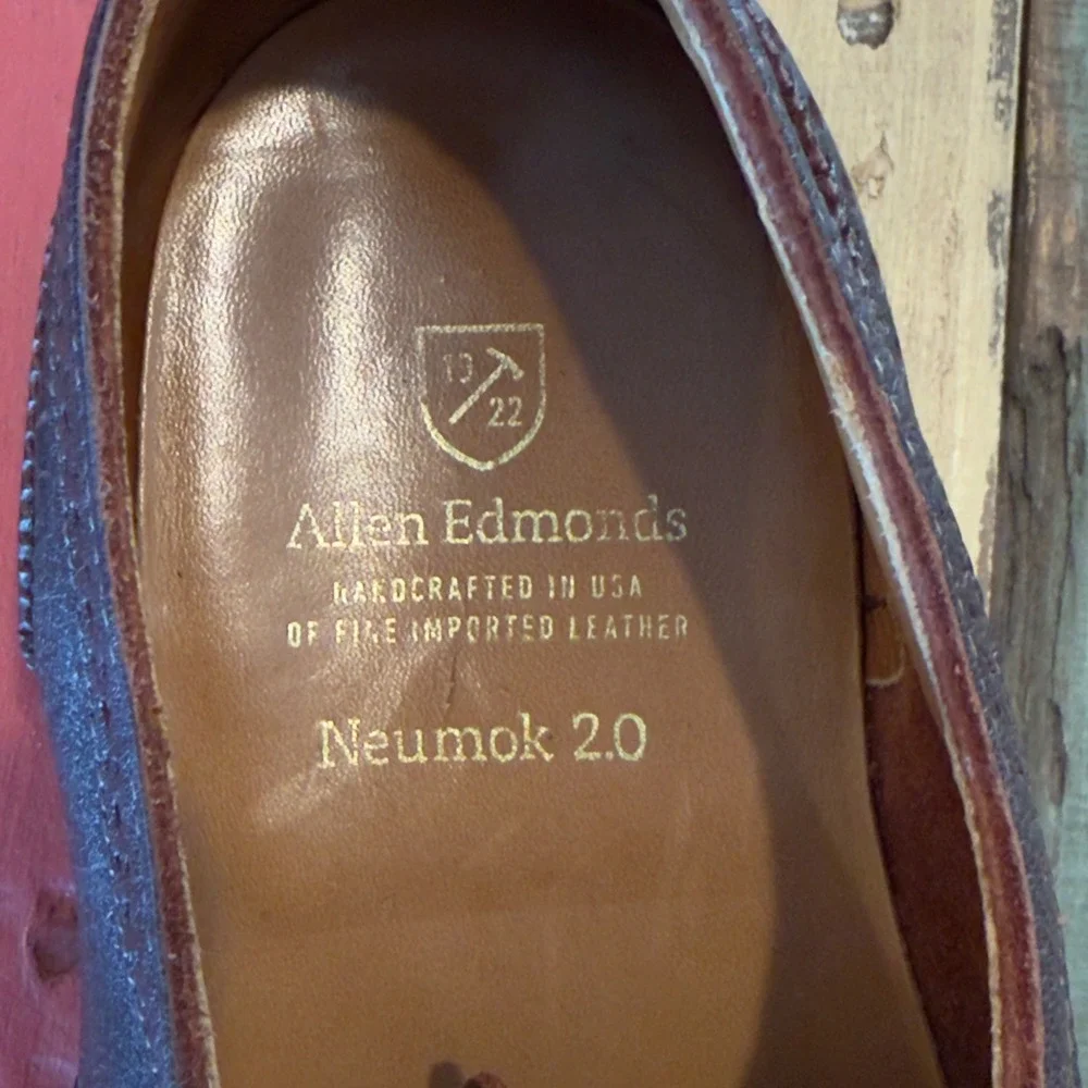 Allen Edmonds‎ Neumok 2.0 Mens 9.5 D Dark Brown Leather Wingtip Oxford Shoes